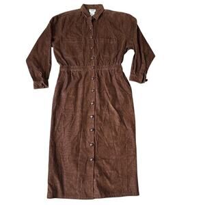 Vintage Cervelle Brown Corduroy Long Trench Duster Jacket XL women's